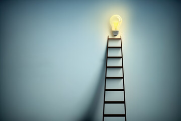 Sticker - Ladder to light bulb. Generative AI illustration