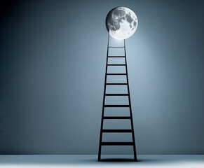 Wall Mural - Ladder to the moon . Generative AI illustration