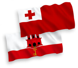 Flags of Kingdom of Tonga and Gibraltar on a white background