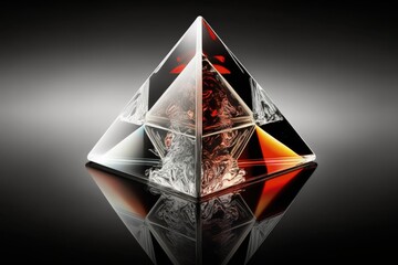 Poster - glass tetrahedron crystal square pyramid prismatic object with four equal sides for photographic use
