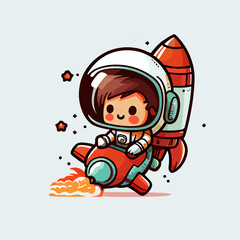 Wall Mural - ocket outer space chibi icon character design cartoon spacecraft astronomy space exploration adventure digital art space art stars planets moon mars galaxies universe spaceflight rocket launch cosmos 