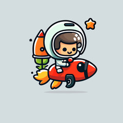 Wall Mural - ocket outer space chibi icon character design cartoon spacecraft astronomy space exploration adventure digital art space art stars planets moon mars galaxies universe spaceflight rocket launch cosmos 