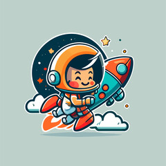 Wall Mural - ocket outer space chibi icon character design cartoon spacecraft astronomy space exploration adventure digital art space art stars planets moon mars galaxies universe spaceflight rocket launch cosmos 