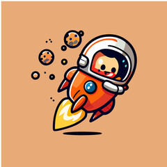 Wall Mural - ocket outer space chibi icon character design cartoon spacecraft astronomy space exploration adventure digital art space art stars planets moon mars galaxies universe spaceflight rocket launch cosmos 