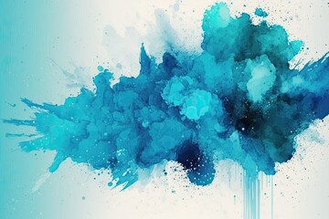 Wall Mural - For use as a blue watercolor background or texture. Generative AI