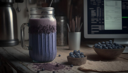 3d painting a tasty blueberry smoothie