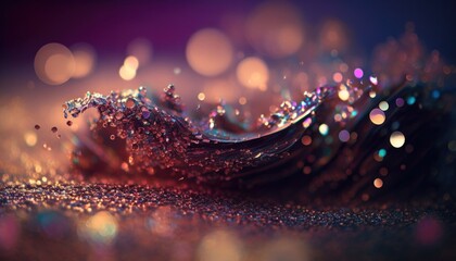 Poster - A close up of a wave with a blurry background and boke of light pearlescent a photorealistic painting holography