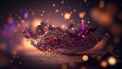 Poster - A purple flower with a blurry background and some lights in the background with a blurry background octane renderer a 3d render kinetic pointillism