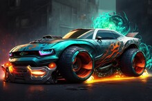 supercar, tuning cars in the style of hot wheels and rocket league, generative ai