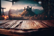 A Picture Of A Castle In A Glass Dome On A Table With A Wooden Surface 3 D Render A 3d Render Magical Realism