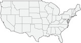 Fototapeta Storczyk - USA states map outline. Country map United States of America. US states borders silhouettes. 