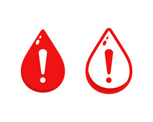 Blood Warning Exclamation Icon Symbol. Illustration Vector