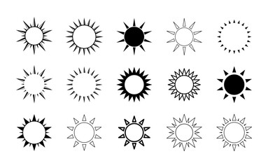 Wall Mural - sun icon logo vector collection. simple minimal modern design.