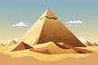 Egyptian pyramid with a clear sky, amidst a desert of sand. Generative AI