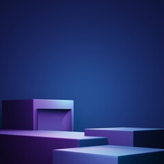 Wall Mural - 3d rendering of purple and blue abstract geometric background. scene for advertising, technology, sh
