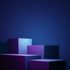 Wall Mural - 3d rendering of purple and blue abstract geometric background. scene for advertising, technology, sh
