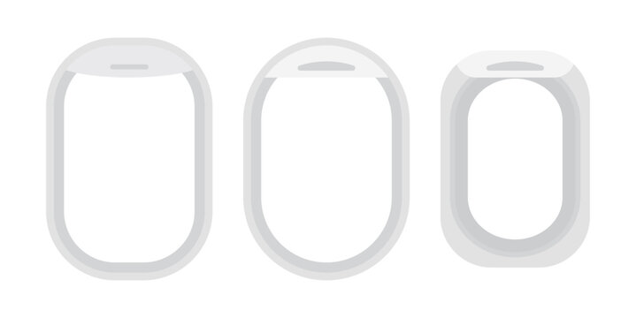 Airplane window frame illustration set.