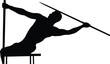 muscular athlete disabled javelin throw black silhouette