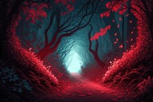 A Secret And Shady Forest Road That Leads To A Magical Realm. Generative AI