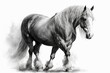 © AkuAku - draft horse stallion of the Shire breed. Generative AI