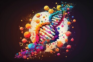 Poster - science concept picture of genetic syndromes and genetic disorders. dna molecule with a lot of vibra