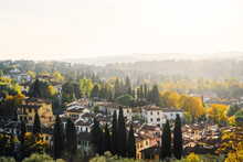 Florence View From The Boboli Gardens. Natural Landscape. Famous Tuscany Travel Destination.