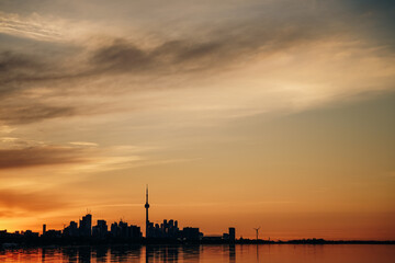 Wall Mural - Panoramic view of Toronto skyline at sunrise, Ontario, Canada