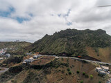 Fototapeta Do pokoju - Aerial photos of Assomada in Santiago Island, Cabo Verde, reveal the vibrant culture, colorful markets, and stunning mountain landscapes of this historic town. The bird's-eye view captures the essence
