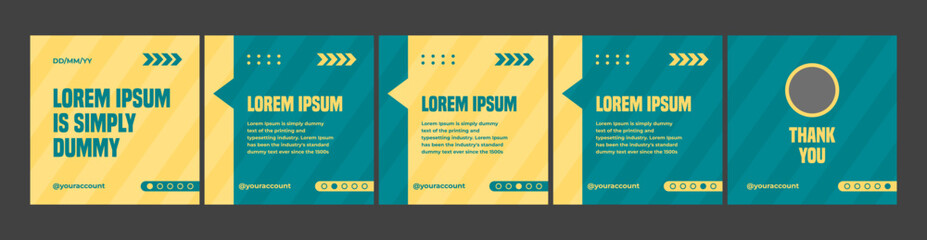 carousel layout templates. microblog or carousel social media template with yellow and green color c
