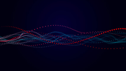 Fototapete - Abstract bright wave. The flow of musical sounds. 3D rendering.