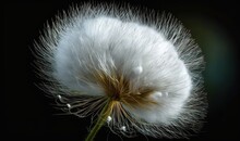  A Dandelion Flower With Water Droplets On It's Petals.  Generative Ai