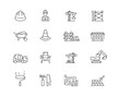 © Borderline Artistic - Construction Icon collection containing 16 editable stroke icons. Perfect for logos, stats and infographics. Change the thickness of the line in Adobe Illustrator (or any vector capable app).