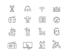 Communications Icon Collection Containing 16 Editable Stroke Icons. Perfect For Logos, Stats And Infographics. Change The Thickness Of The Line In Adobe Illustrator (or Any Vector Capable App).