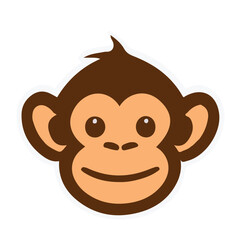 Wall Mural - Simple vector graphics, monkey head. A simple logo or pictogram of a smiling monkey.