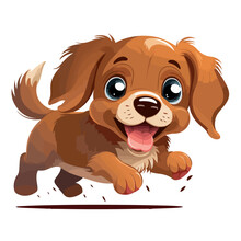 Little Brown Dog. Little Baby Dog. A Friendly Little Dog With Big Dark Eyes. Nice Character Graphics Made In Vector Graphics. Illustration For A Child.
