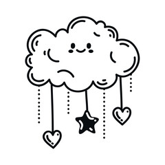 Poster - cloud with stars and hearts hanging