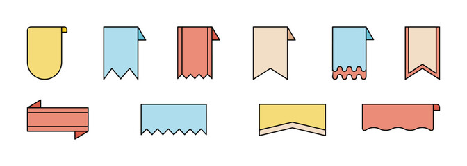 Poster - set of labels and bookmark with ribbons