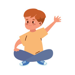 Sticker - happy little boy seated