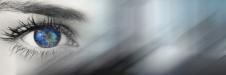 Aufkleber - Blurred effect with copy space against close up of female eye