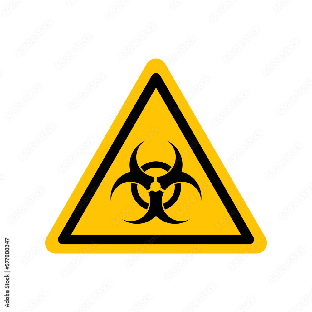 Vetor Biological hazard sign. Black danger icon on yellow triangle ...