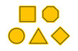 © LENNAMATS - Empty traffic signs set. Yellow blank geometric road signs with black line - attention, be careful. Simle yellow traffic sign