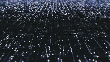 Poster - Abstract Digital Data Hitech Background/ 4k animation of an abstract high technology wallpaper background visual fx of data lines and particles zooming in with ambient occlusion and depth of field