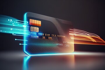 Futuristic credit card for online shopping. Payment Technology. Generative AI