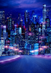 cyber city background, night city background