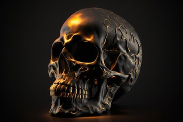 Canvas Print - Individual skull isolated on a dark background. Generative AI