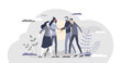 © VectorMine - Community teamwork bonding and united group partnership agreement tiny person concept, transparent background. Trust circle with company hands holding together as solidarity.