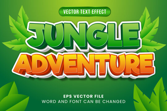 Jungle adventure style 3d editable text effect