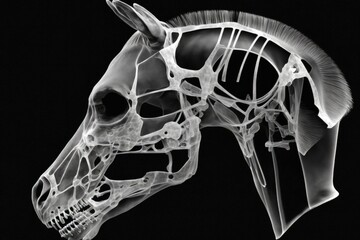 Poster - skull. skull of a horse, viewed from the side, isolated on white (different projections). generative