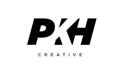 PKH letters negative space logo design. creative typography monogram vector