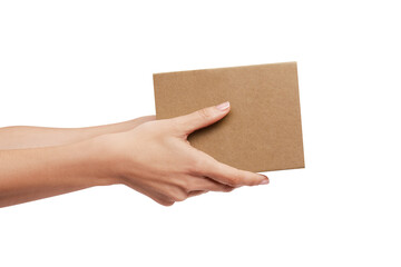 Mockup, Hands delivering a carton box, delivery service